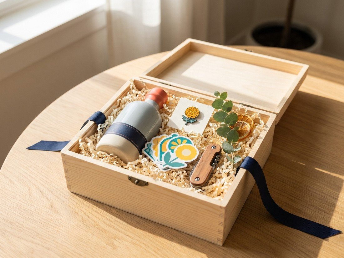 An open gift box of fun goods